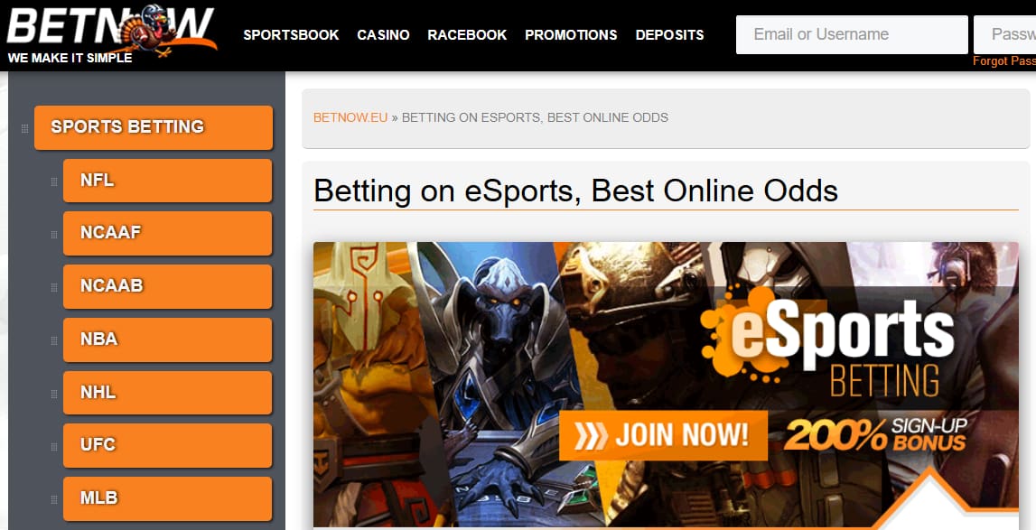 BetNow esports odds - one of the best sports betting sites