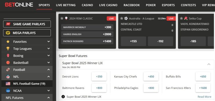 Florida sports betting - betonline super bowl odds