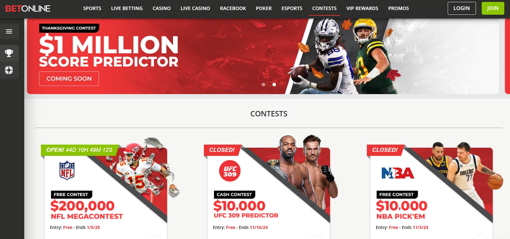 New York sports betting betonline thanksgiving contest