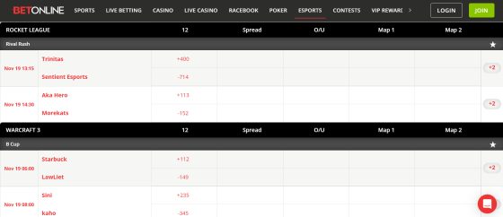 Betonline - the best Rocket League betting site