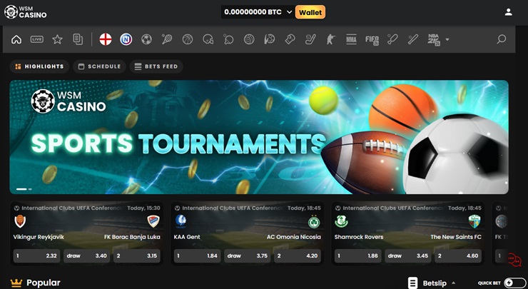 The WSM Sportsbook offers a wide range of betting markets.