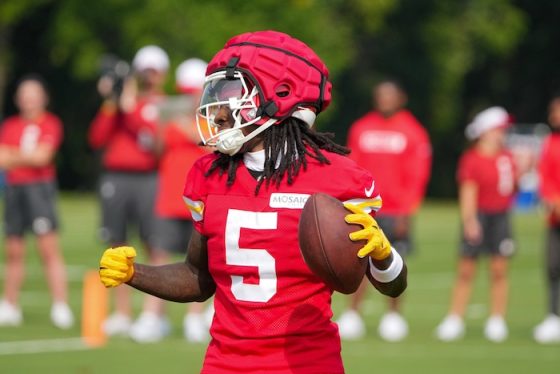 Kansas City Chiefs wide receiver Marquise (Hollywood) Brown celebrates after catching a pass.