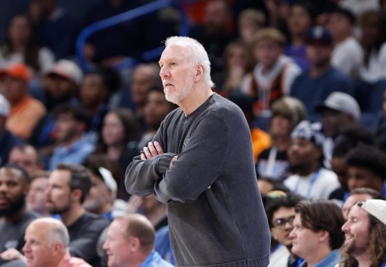 Gregg Popovich looking on from sidelines