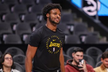 Bronny James smiles in Atlanta
