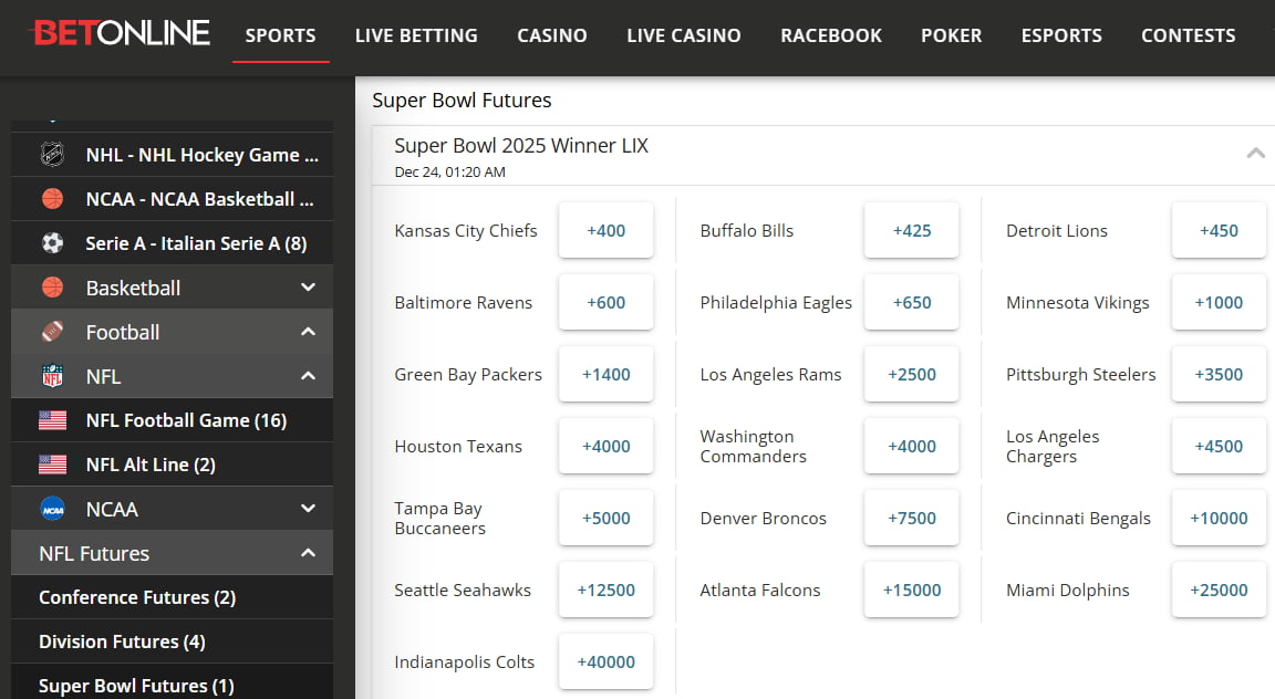 Texas Sports Betting betonline nfl futures