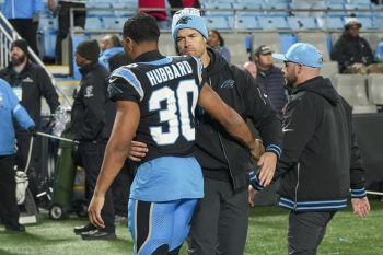 nfl panhters coach and hubbard after bucs loss (1)