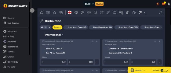 Instant Casino - one of the best anonymous sportsbooks