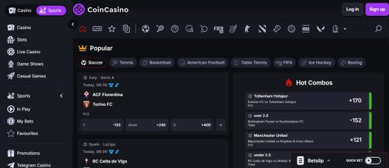 CoinCasino - the best anonymous betting site for US players