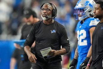 Detroit Lions defensive coordinator Aaron Glenn.