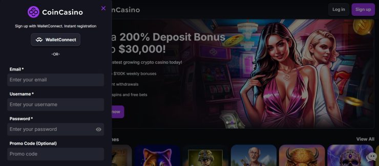 Enter your details at CoinCasino