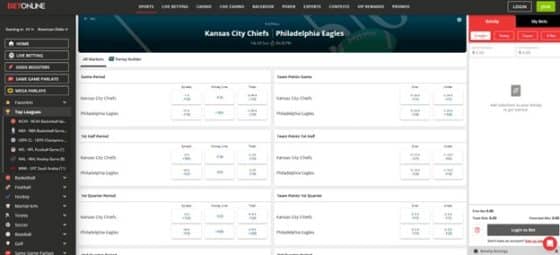 BetOnline Super Bowl odds 