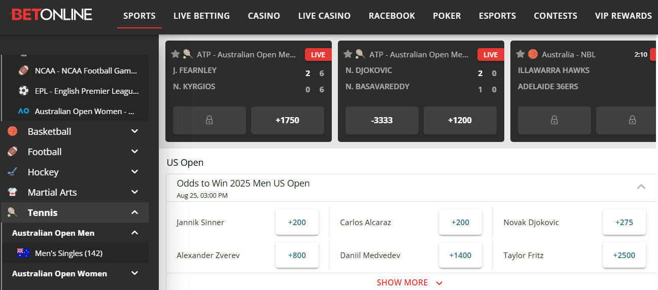 tennis betting sites futures
