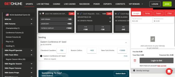 BetOnline sports betting markets and odds