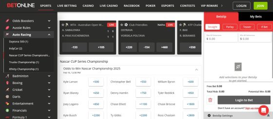 BetOnline sports betting markets and odds