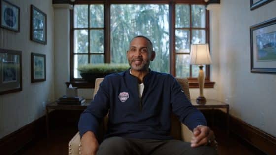Grant Hill sits in a chair.