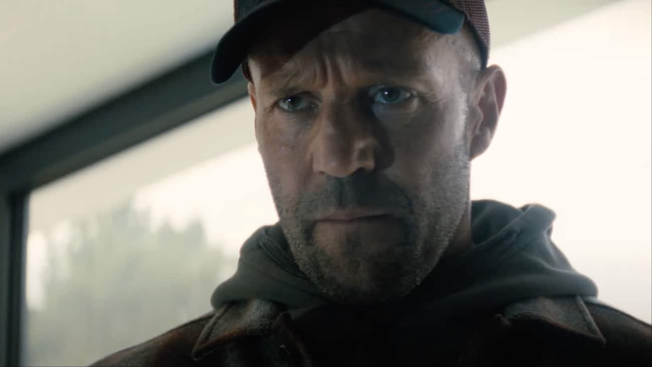 Jason Statham looks and scowls.