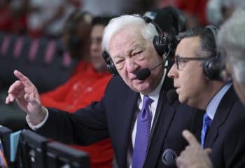 Basketball analyst Bill Raftery before the game between the Houston Cougars and the Texas Longhorns.