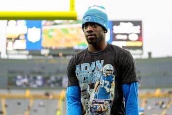 Detroit Lions cornerback Terrion Arnold walks on field.