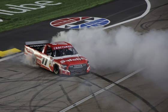 Truck Corey Heim burns out at LV ENTRY LiST