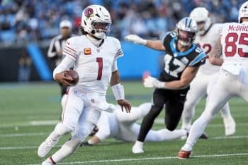 Arizona Cardinals quarterback Kyler Murray runs around.
