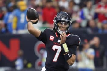 Houston Texans quarterback C.J. Stroud throws the ball.