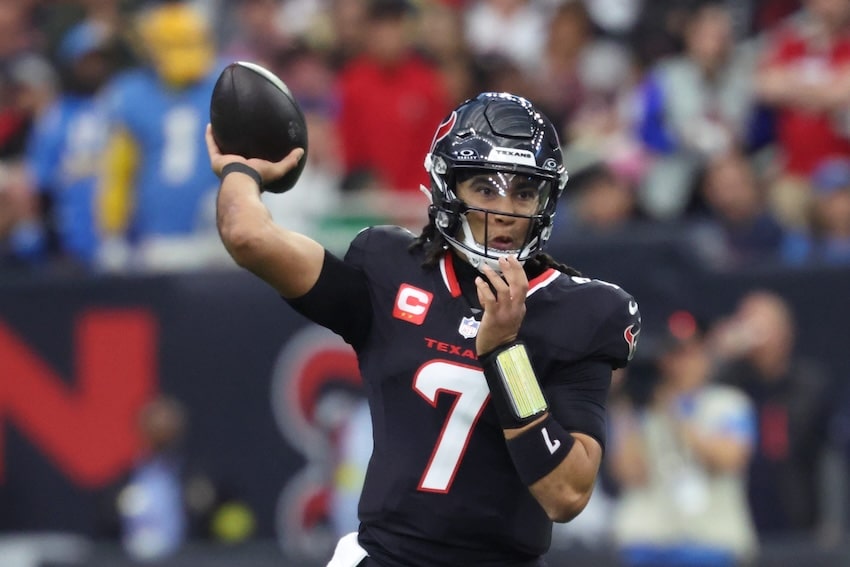 Houston Texans quarterback C.J. Stroud throws the ball.