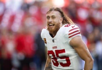 George Kittle runs down the field.