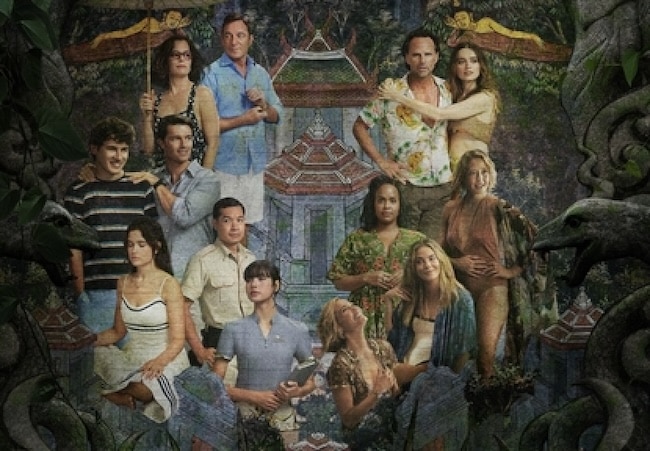 A group of people pose on the poster.