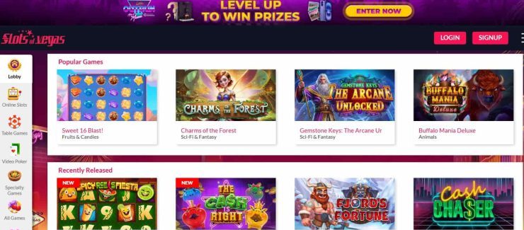 offshore casinos slots of vegas lobby