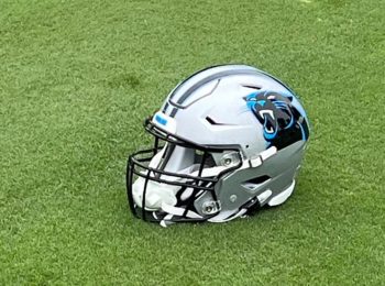 Panthers nfl helmet on field art (1)