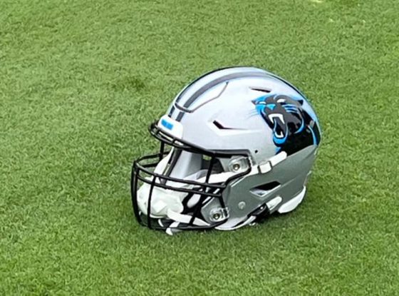 Panthers nfl helmet on field art (1)