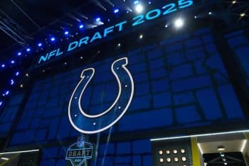 Indianapolis Colts logo on the big screen.