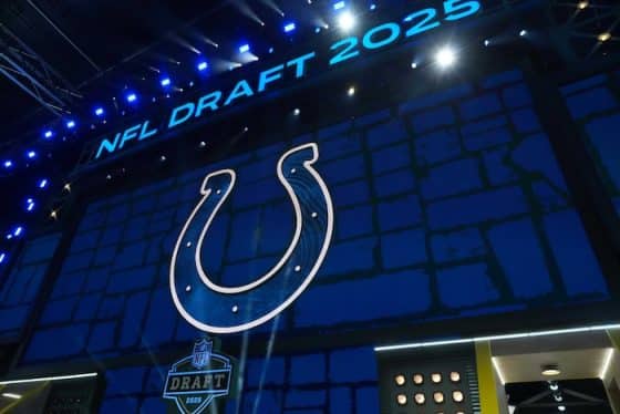 Indianapolis Colts logo on the big screen.