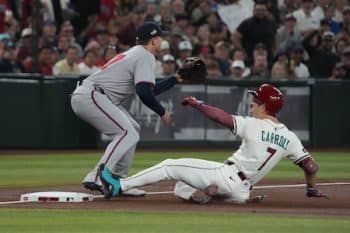 Corbin Carroll steals base