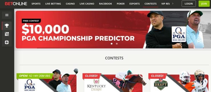 golf betting sites betonline uspga golf contest