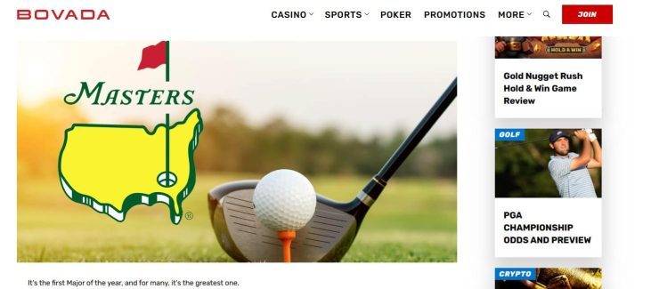 bovada golf masters