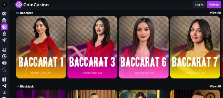 CoinCasino baccarat game section