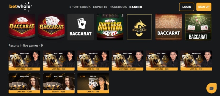 live dealer baccarat online casino BetWhale Start Playing