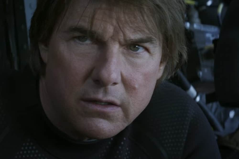 Tom Cruise looks and stares in Mission: Impossible.