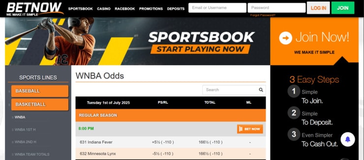 BetNow - one of the most trusted WNBA betting sites