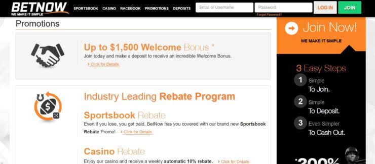 BetNow bonuses and offers page