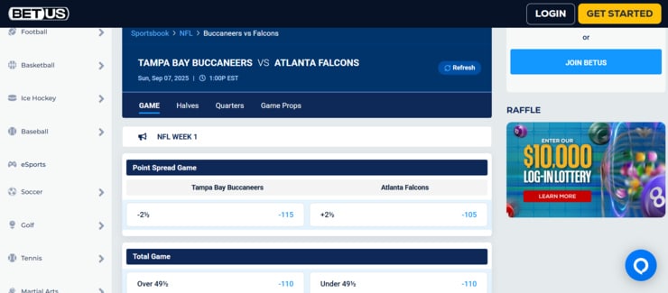 Georgia sports betting NFL at BetUS