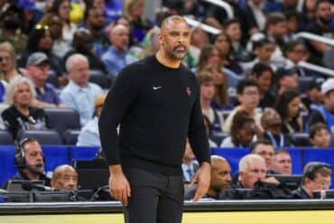 Ime Udoka stands on the sidelines.