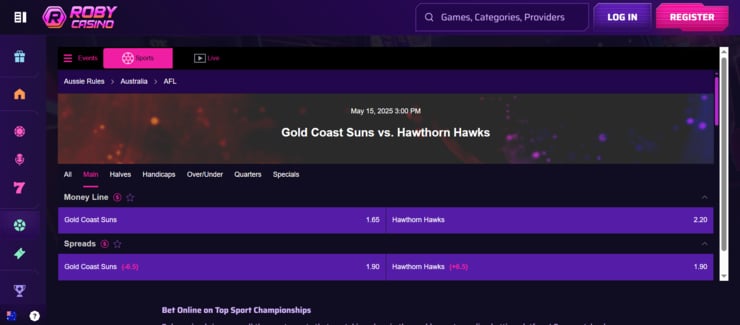 RobyCasino - one of the best new bookies in Australia
