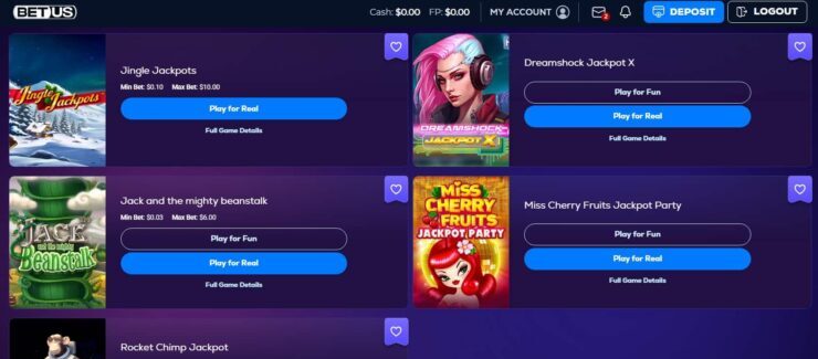 BetUS - California online casino slots