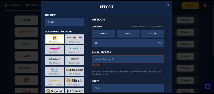 Jackpoty deposit options