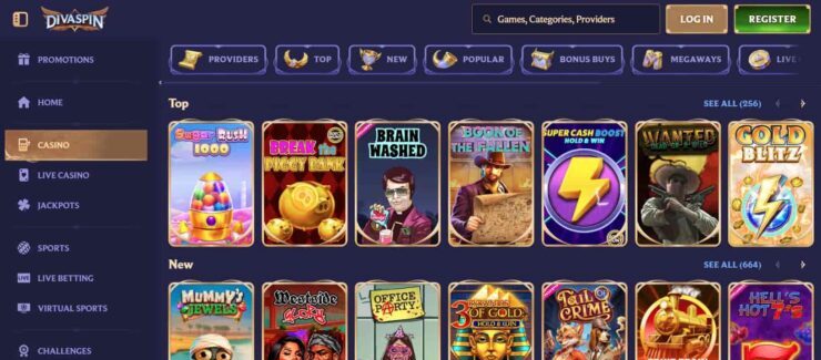 Divaspin - one of the best real money Australian casinos not on BetStop