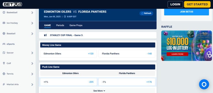 florida sports betting BetUS NHL