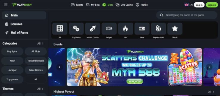 PlayDash Casino games lounge - trusted online casino in singapore