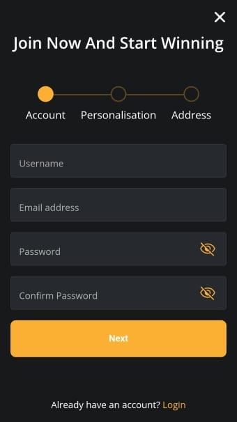 BetWhale Step 3 Register